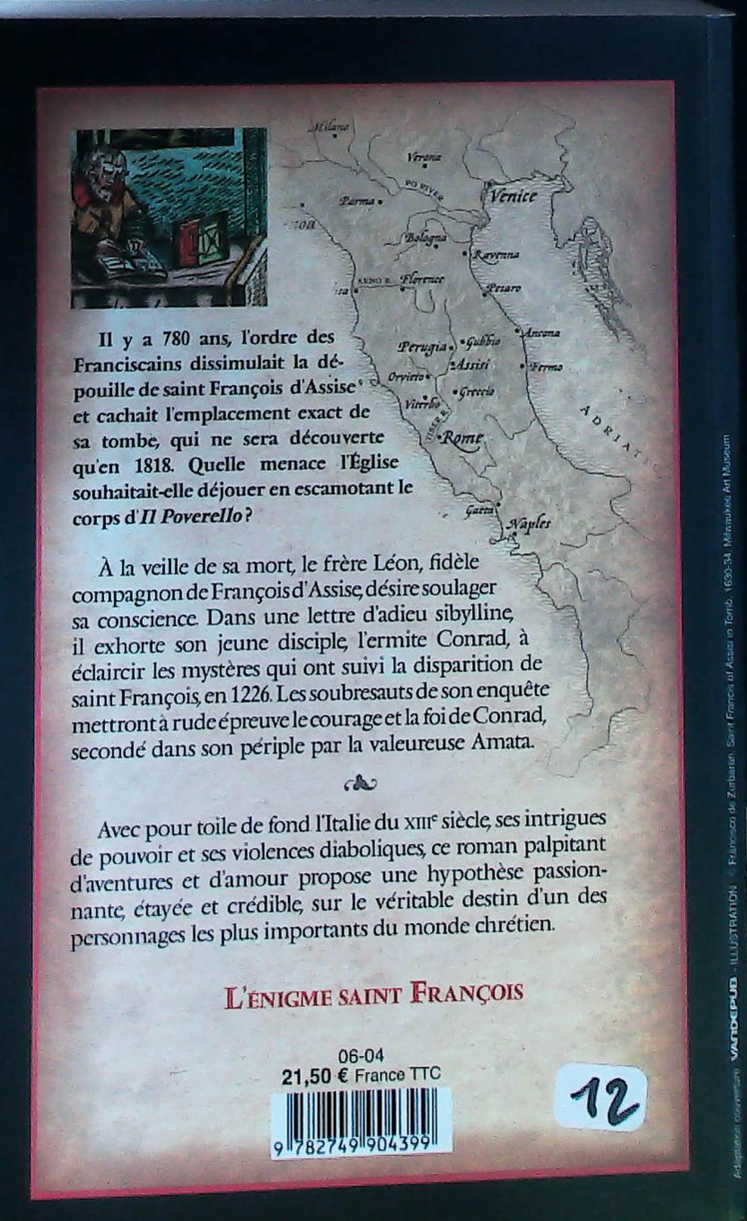 Le complot des franciscains : l'énigme de Saint François : livres pas cher d'occasion, de seconde main de l'association Lire et Créer