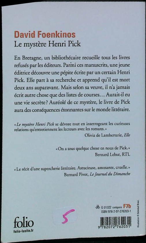 Le mystère Henri Pick : livres pas cher d'occasion, de seconde main de l'association Lire et Créer