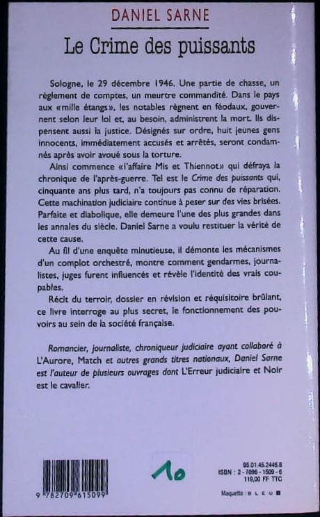 Le crime des puissants: l'affaire MIS et THIENNOT : livres pas cher d'occasion, de seconde main de l'association Lire et Créer
