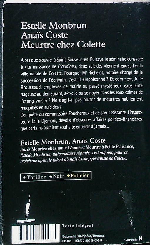 Meurtre chez Colette : livres pas cher d'occasion, de seconde main de l'association Lire et Créer