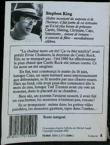 Cujo : livres pas cher d'occasion, de seconde main de l'association Lire et Créer