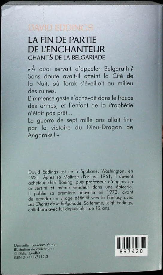 CHANT 3 DE LA BELGARIADE:La fin de partie de l'enchanteur : livres pas cher d'occasion, de seconde main de l'association Lire et Créer
